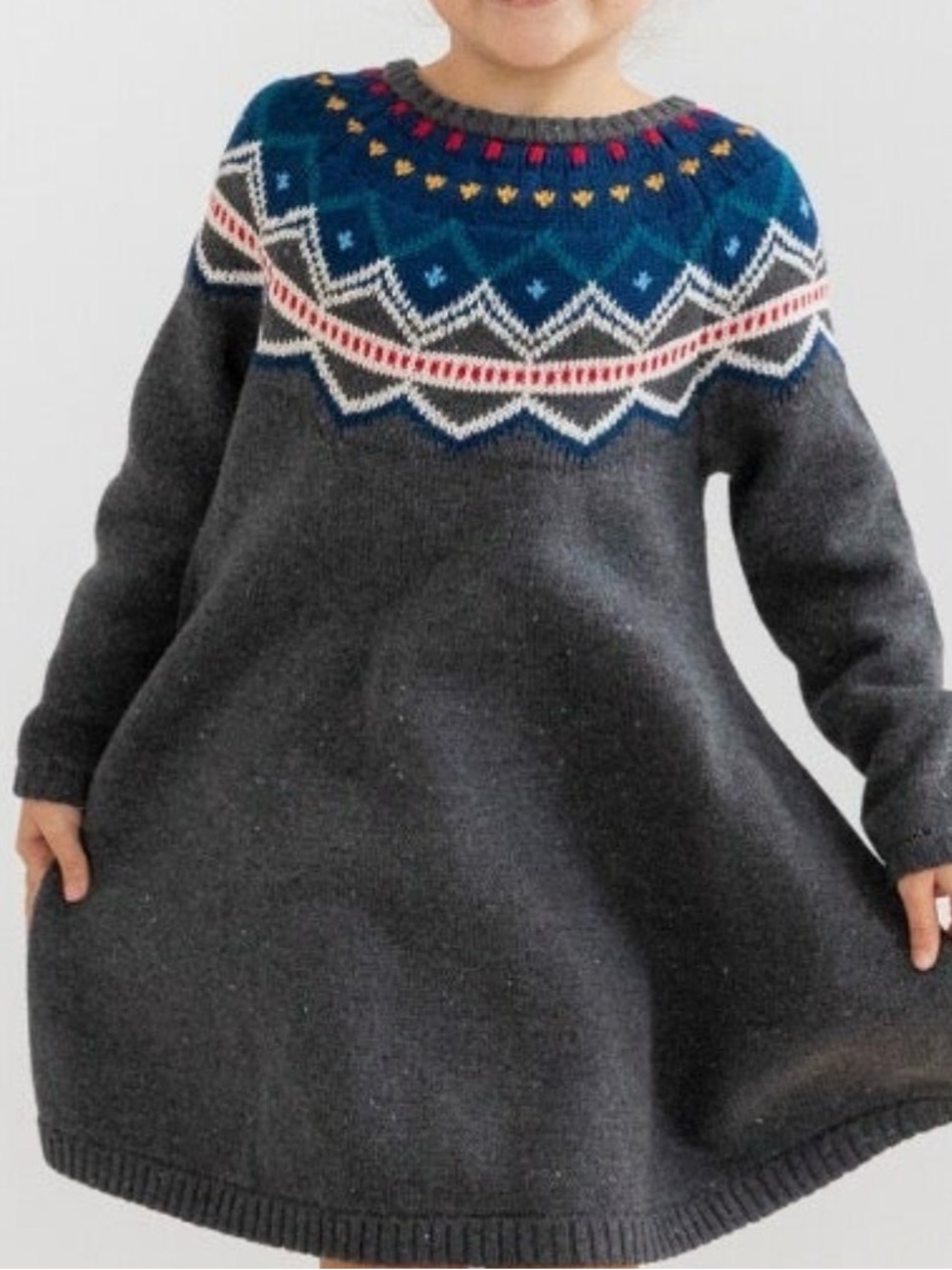 Hanna Andersson Navy and Gray Fair Isle Knit Sweater
